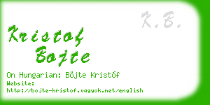 kristof bojte business card